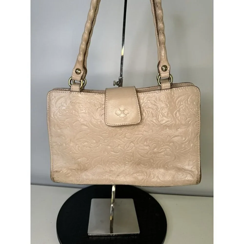 Patricia Nash Rienzo Satchel Tooled Leather Purse - Light Pink Pre-owned